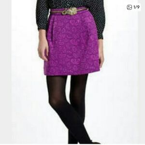 Anthropologie HD in Paris Purple Whimsical Mini Skirt Sz 10 W/Pockets